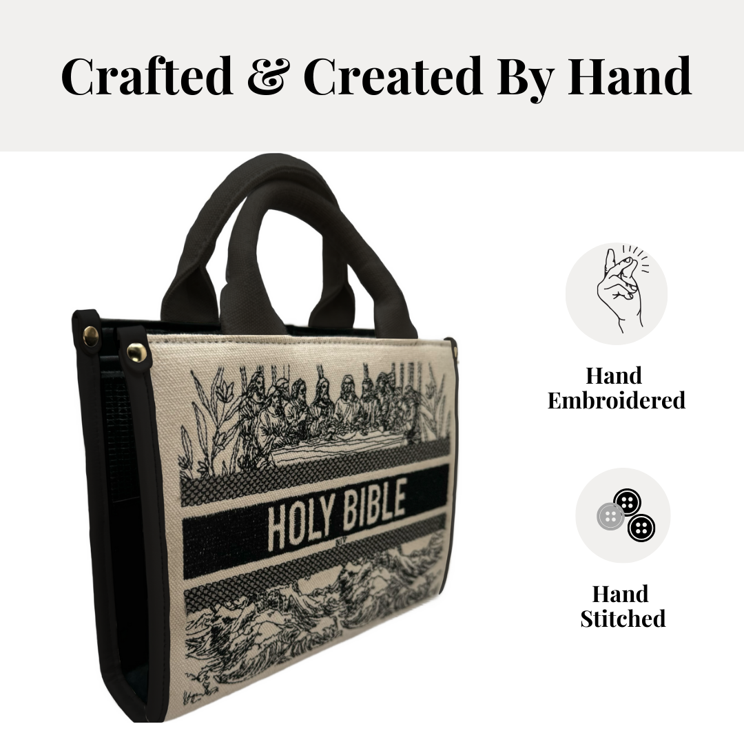 Hand Embroidered Last Supper Bible Purse