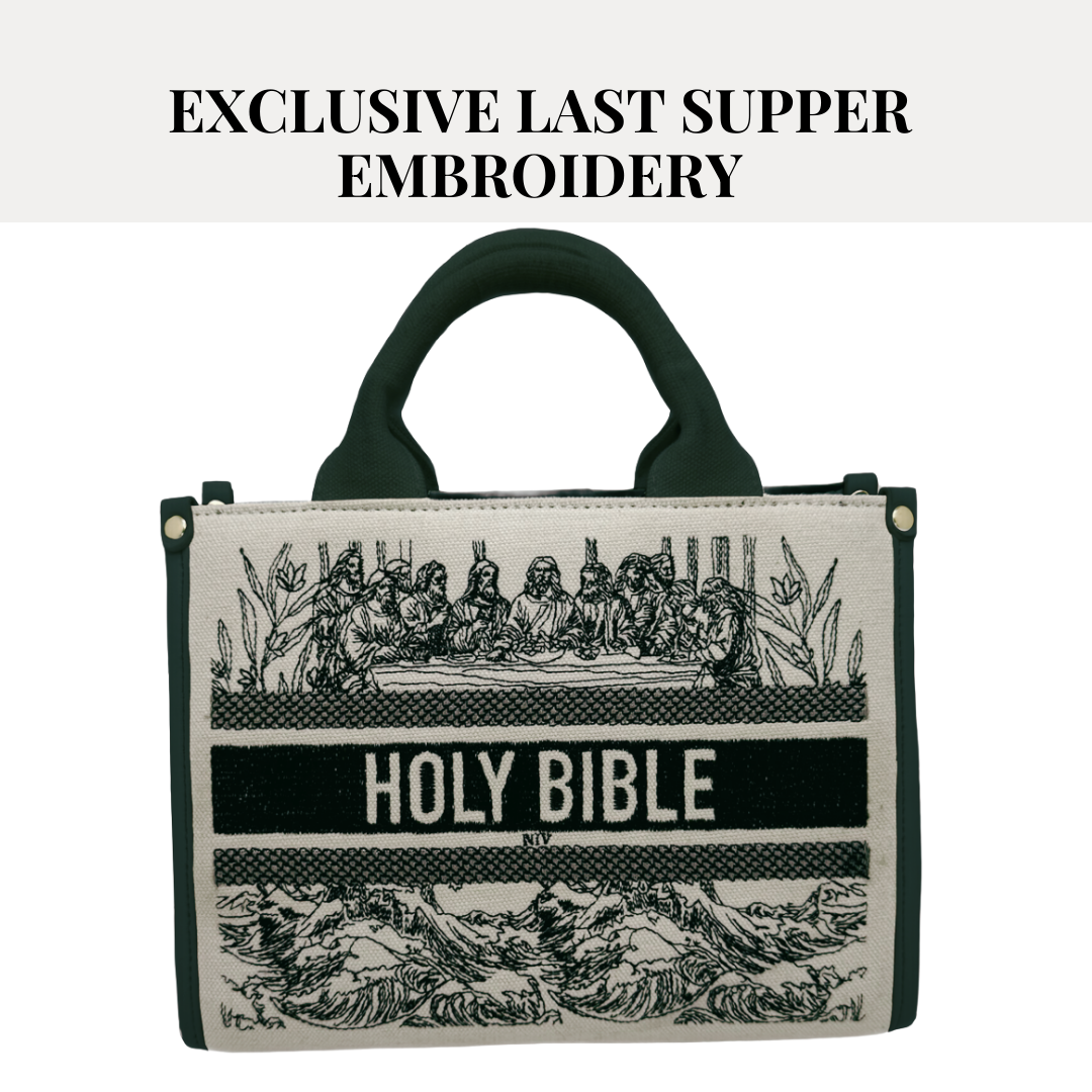 Hand Embroidered Last Supper Bible Purse
