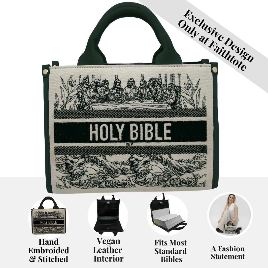 Hand Embroidered Last Supper Bible Purse
