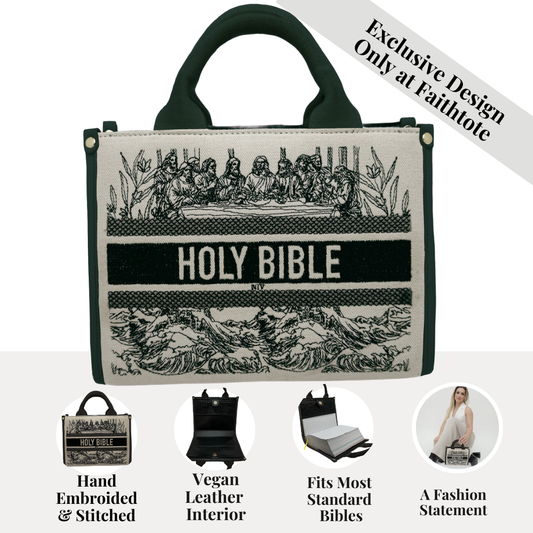 Hand Embroidered Last Supper Bible Purse
