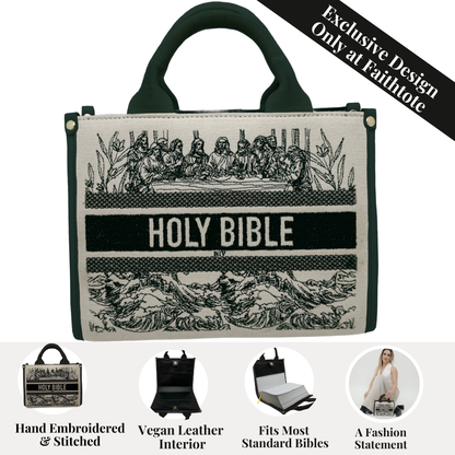 Hand Embroidered Last Supper Bible Purse - Designed 2