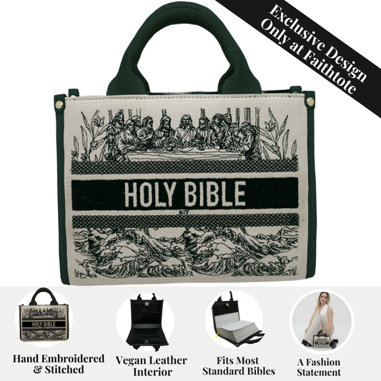 Hand Embroidered Last Supper Bible Purse - Designed 2